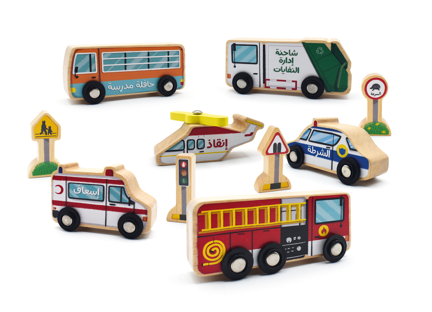 Wooden Vehicles Set - وسائل نقل خشبية